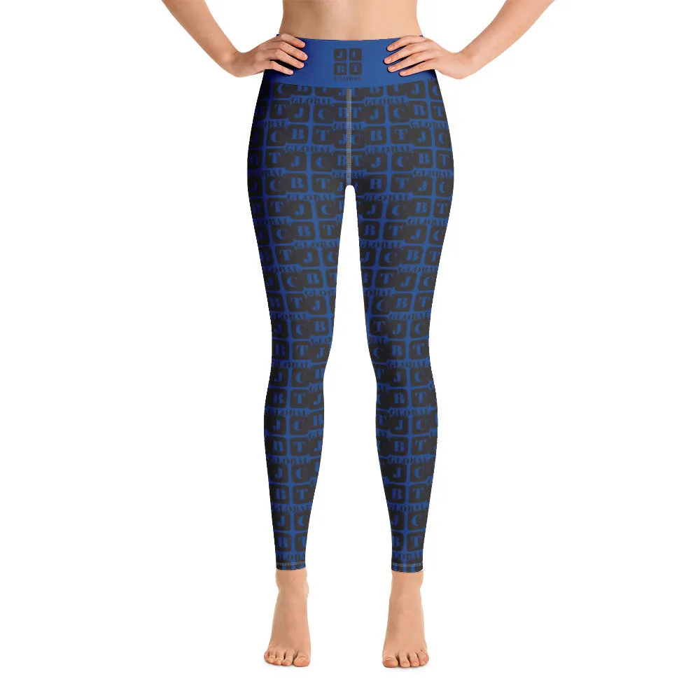 Yoga Leggings "2021-0081 Blue (Black Logo)"