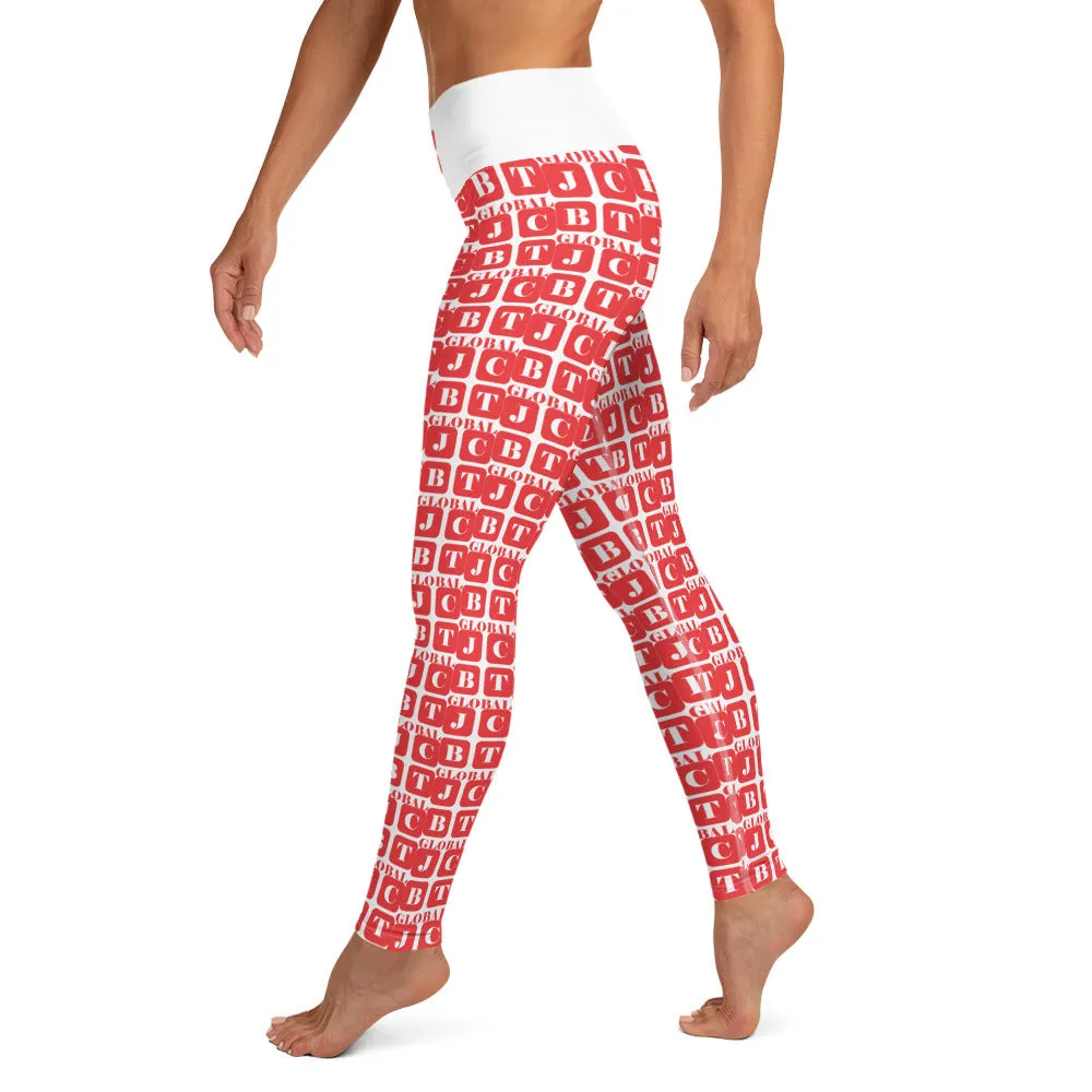 Yoga Leggings "2021-0101 White (Red Logo)"
