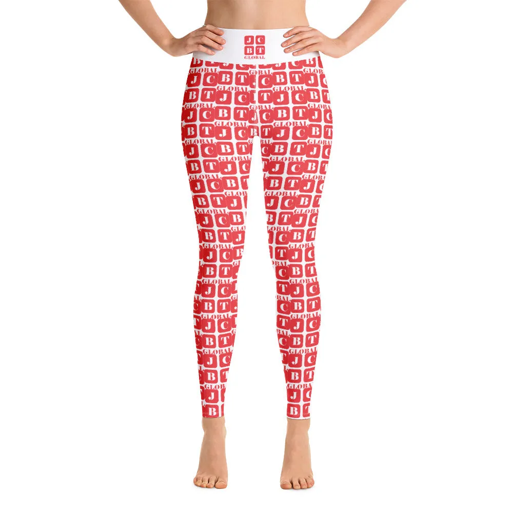 Yoga Leggings "2021-0101 White (Red Logo)"