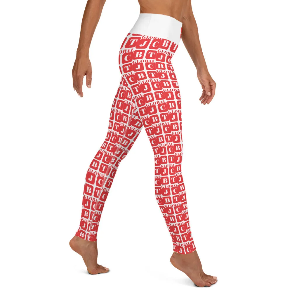 Yoga Leggings "2021-0101 White (Red Logo)"