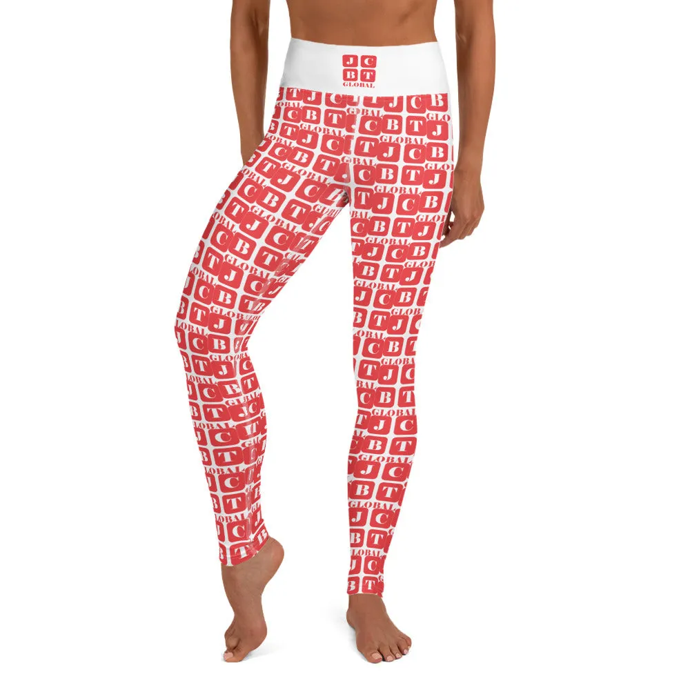 Yoga Leggings "2021-0101 White (Red Logo)"