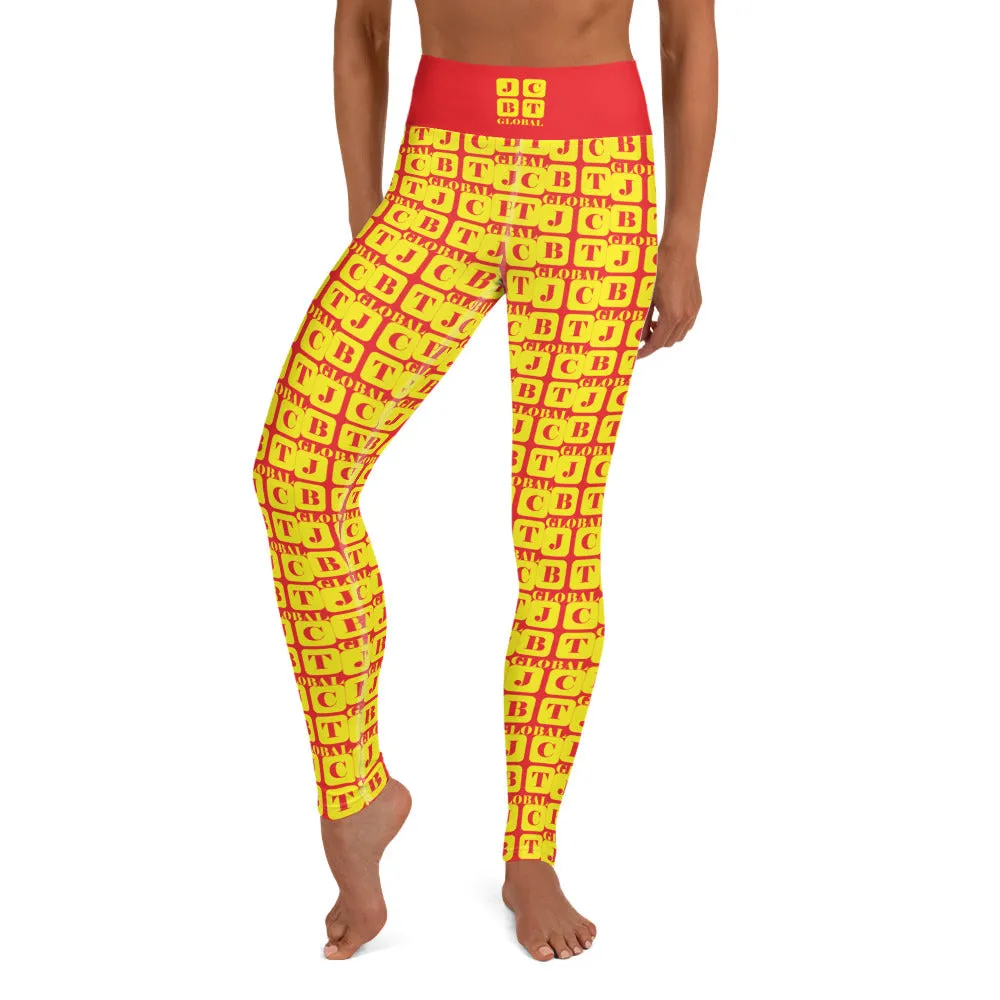 Yoga Leggings "2021-0261 Red (Yellow Logo)"