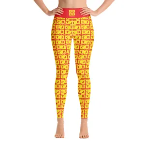 Yoga Leggings "2021-0261 Red (Yellow Logo)"