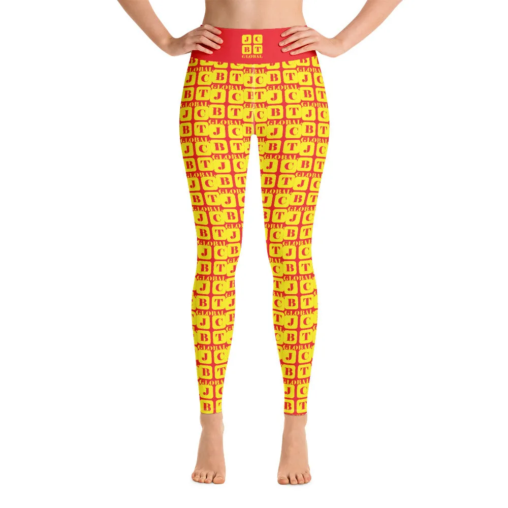 Yoga Leggings "2021-0261 Red (Yellow Logo)"