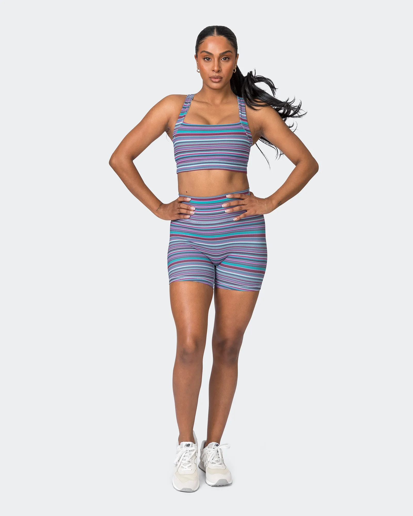 Zero Rise Rib Midway Shorts - Dusk Desert Stripe Print