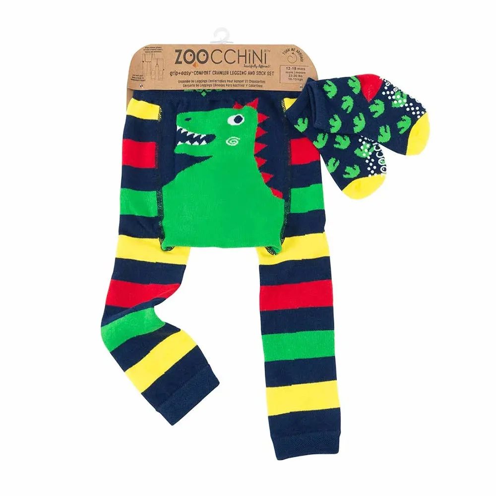 Zoocchini Legging and Sock Set Devin Dinosaur 12-18M